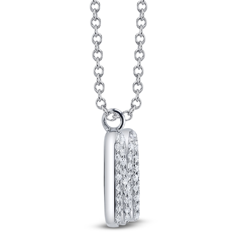 Main Image 2 of Shy Creation Diamond Letter M Pavé Necklace 1/8 ct tw 14K White Gold 18" SC55028331-M