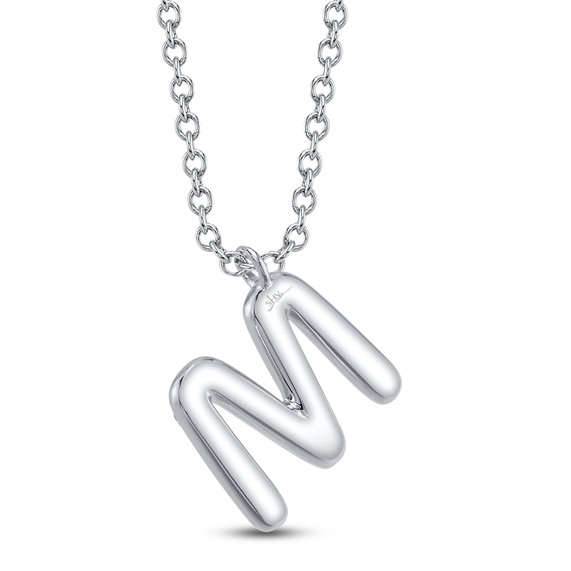 Main Image 3 of Shy Creation Diamond Letter M Pavé Necklace 1/8 ct tw 14K White Gold 18" SC55028331-M