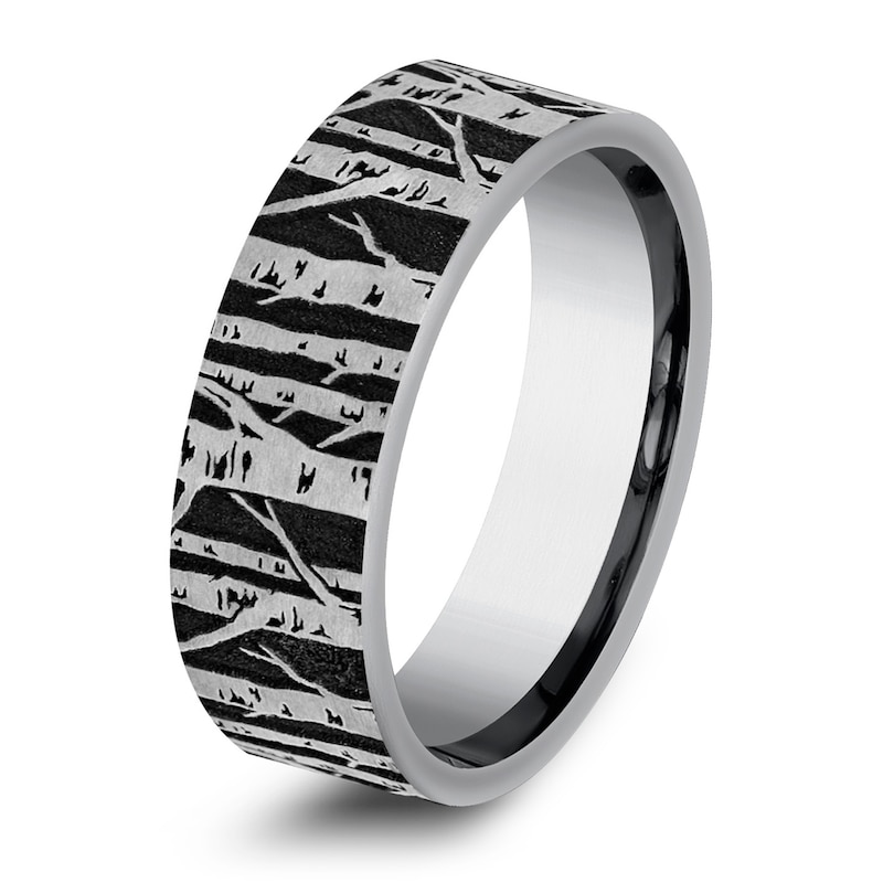 Main Image 2 of Men's Birch Tree Comfort-Fit Wedding Band Tungsten Carbide 7mm