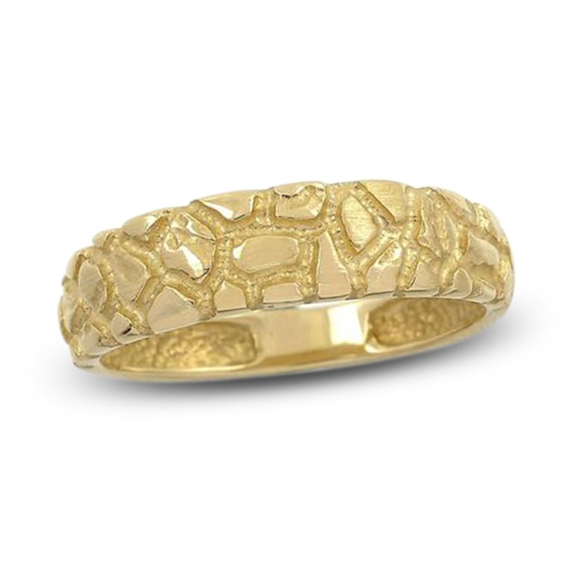 Main Image 1 of LUSSO by Italia D'Oro Men's Nugget Ring 14K Yellow Gold
