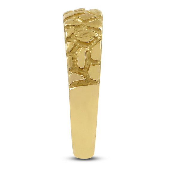 14k Gold Plated Nugget Ring For Men - Chunky Statement Ring, Size 7-16, Includes Polishing Cloth & Pouch