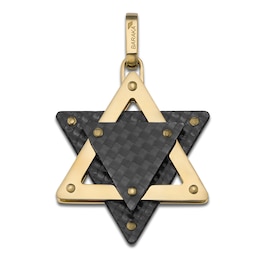 Baraka Men's Carbon Fiber Star of David Charm 18K Yellow Gold