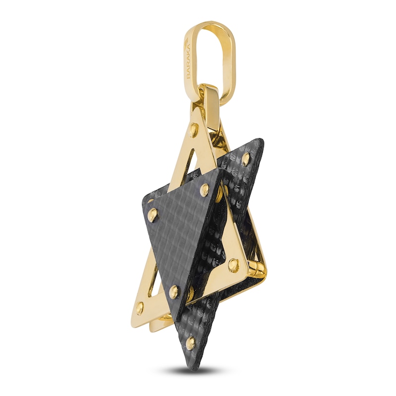 Main Image 2 of Baraka Men's Carbon Fiber Star of David Charm 18K Yellow Gold