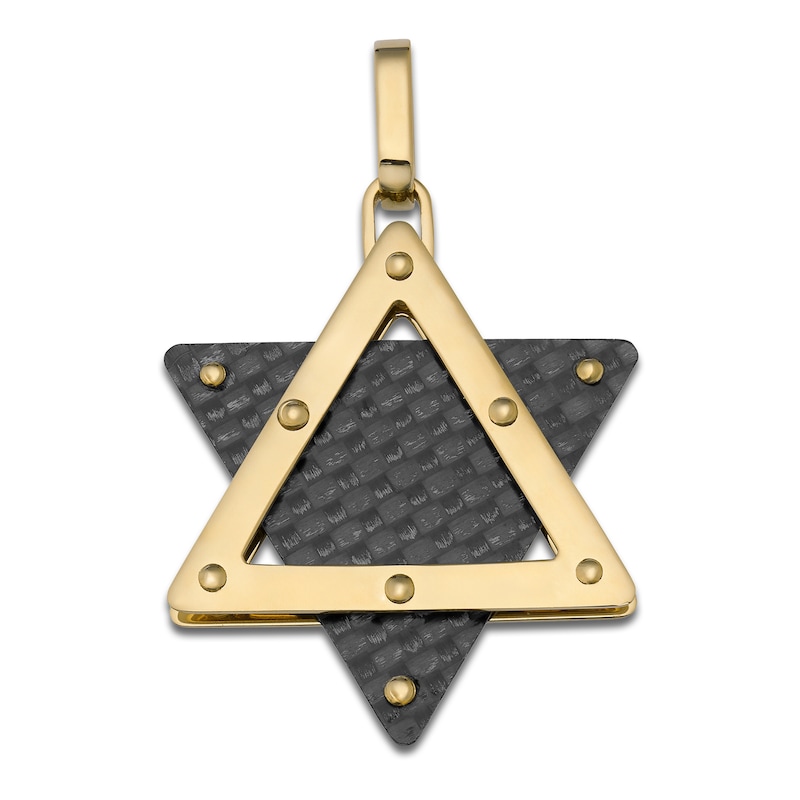 Main Image 4 of Baraka Men's Carbon Fiber Star of David Charm 18K Yellow Gold