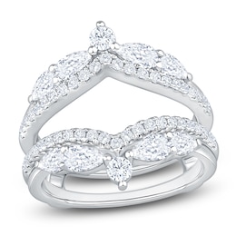 Pear & Round-Cut Lab-Grown Diamond Chevron Enhancer Ring 1-3/8 ct tw 14K White Gold