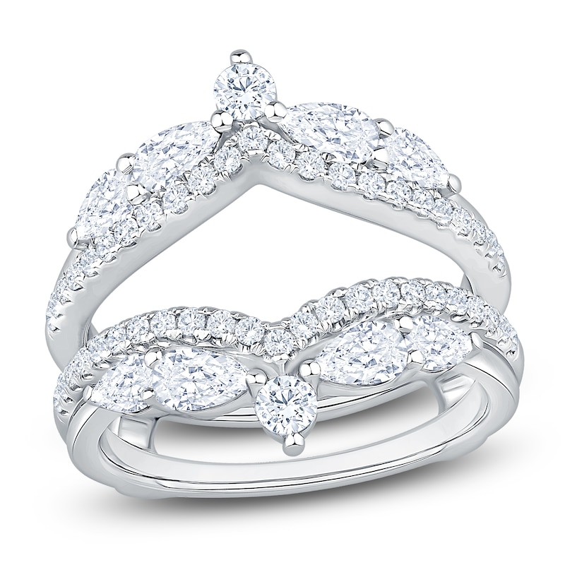 Main Image 1 of Pear & Round-Cut Lab-Grown Diamond Chevron Enhancer Ring 1-3/8 ct tw 14K White Gold