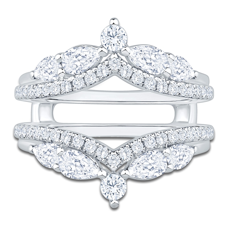 Main Image 3 of Pear & Round-Cut Lab-Grown Diamond Chevron Enhancer Ring 1-3/8 ct tw 14K White Gold