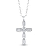 Thumbnail Image 1 of Shy Creation Baguette & Round-Cut Multi-Diamond Cross Necklace 1/4 ct tw 14K White Gold 18" SC55027790