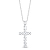 Thumbnail Image 3 of Shy Creation Baguette & Round-Cut Multi-Diamond Cross Necklace 1/4 ct tw 14K White Gold 18" SC55027790