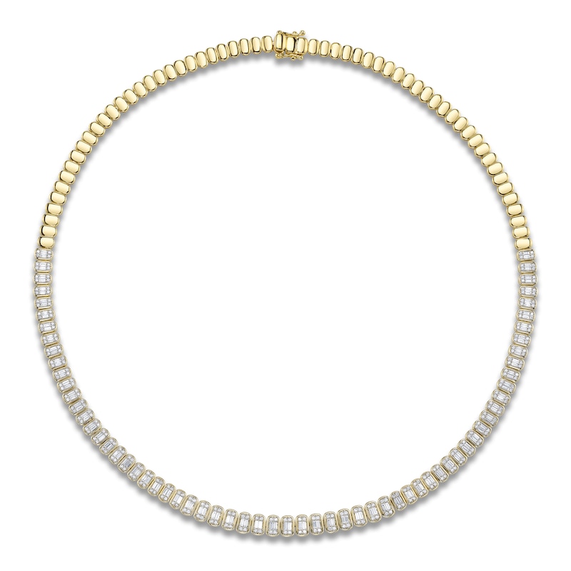 Main Image 1 of Shy Creation Baguette & Round-Cut Multi-Diamond Necklace 2-7/8 ct tw 14K Yellow Gold SC55028122RDZ17