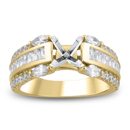 Marquise, Round & Baguette-Cut Lab-Grown Diamond Engagement Ring Setting 1-1/4 ct tw 14K Yellow Gold