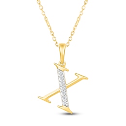 Diamond Initial X Necklace 1/20 ct tw 10K Yellow Gold 18"