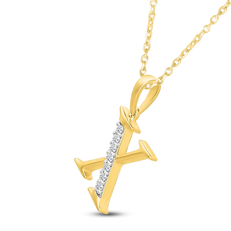 Main Image 2 of Diamond Initial X Necklace 1/20 ct tw 10K Yellow Gold 18"