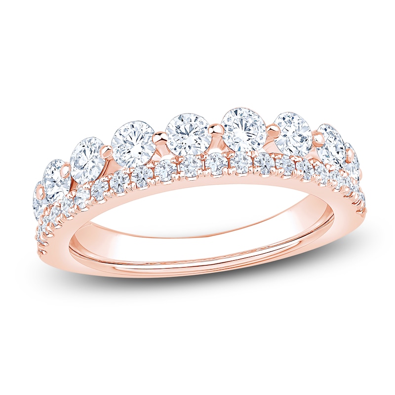 Main Image 1 of Certified Diamond Two-Row Anniversary Ring 1-1/4 ct tw 14K Rose Gold