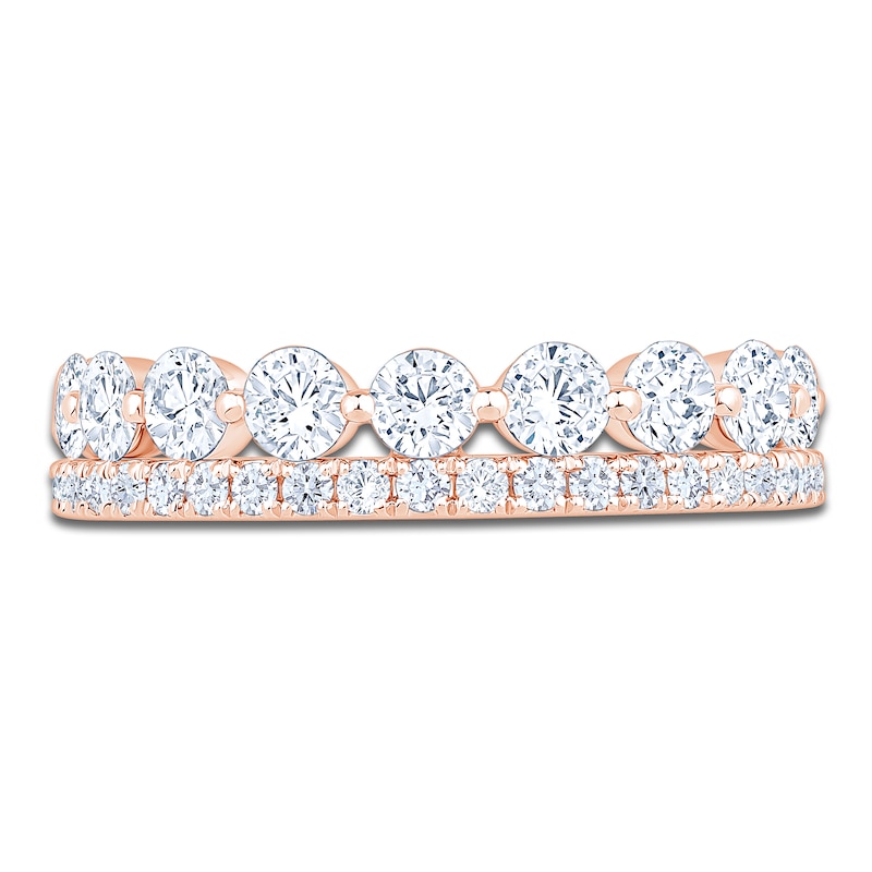 Main Image 3 of Certified Diamond Two-Row Anniversary Ring 1-1/4 ct tw 14K Rose Gold