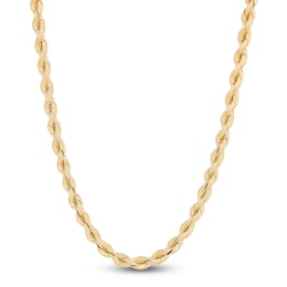 Silk Rope Chain Necklace 3.7mm Solid 14K Yellow Gold 22"
