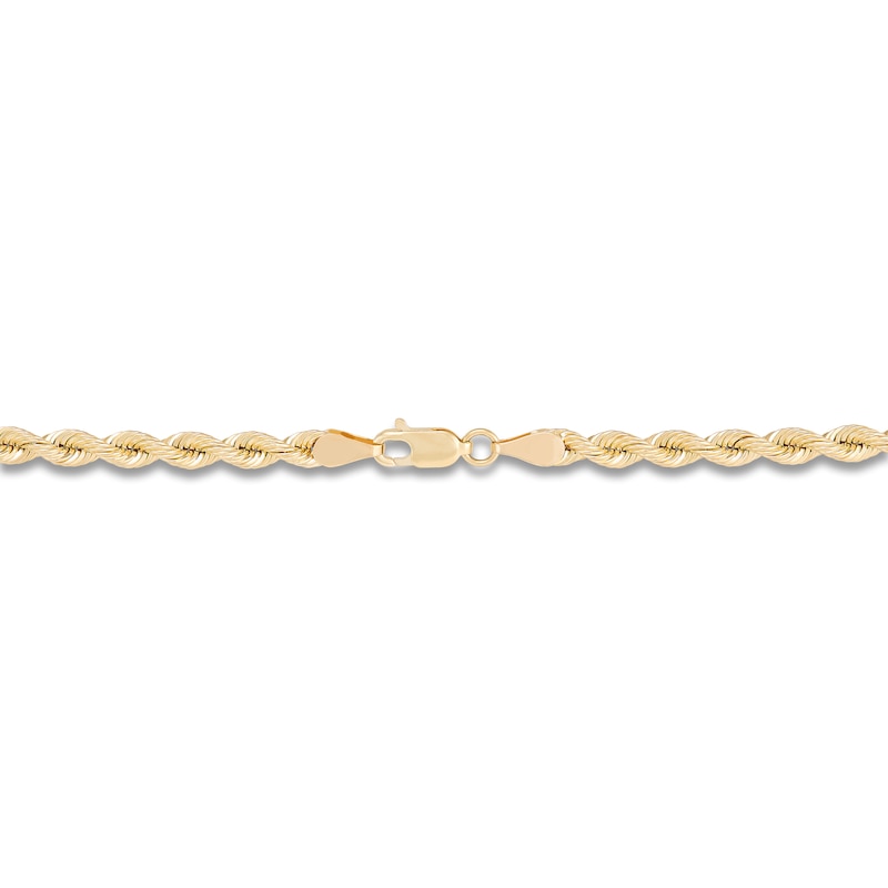 Main Image 2 of Silk Rope Chain Necklace 3.7mm Solid 14K Yellow Gold 22"