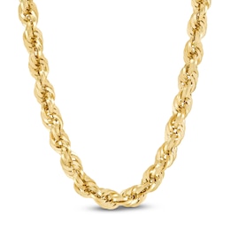 Glitter Rope Chain Necklace 8mm Solid 10K Yellow Gold 24"