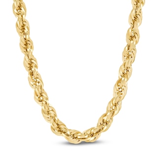 Glitter Rope Chain Necklace 8mm Solid 10K Yellow Gold 24"