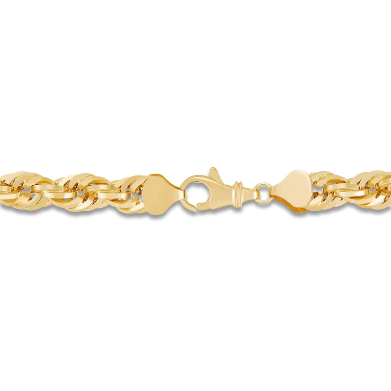 Main Image 2 of Glitter Rope Chain Necklace 8mm Solid 10K Yellow Gold 24"