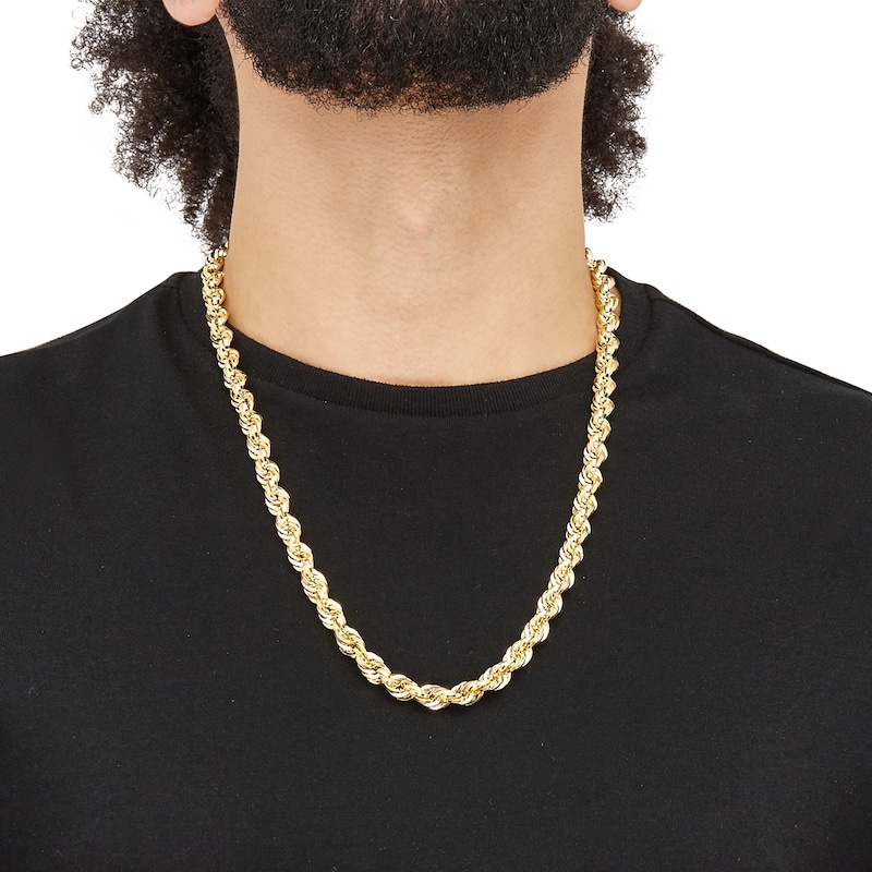 Main Image 4 of Glitter Rope Chain Necklace 8mm Solid 10K Yellow Gold 24"