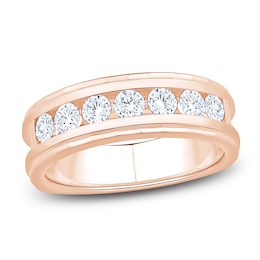 Men's Certified Diamond Channel Wedding Band 1 ct tw 14K Rose Gold