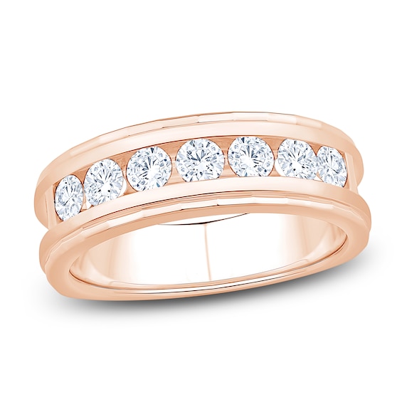 Chosen Men's Certified Diamond Channel Wedding Band 1 ct tw 14K Rose Gold