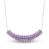 Thumbnail Image 1 of Amethyst & Black Diamond Curved Bar Necklace 1/5 ct tw 10K White Gold 18"
