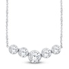 Thumbnail Image 1 of Lab-Grown Diamond Bezel-Set Graduated Curved Bar Necklace 1 ct tw 14K White Gold 18"