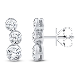 Lab-Grown Diamond Bezel-Set Graduated Curved Stud Earrings 1 ct tw 14K White Gold 18"