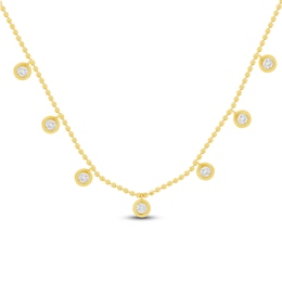 Bezel-Set Diamond Dangle Station Necklace 1/2 ct tw 14K Yellow Gold 18"