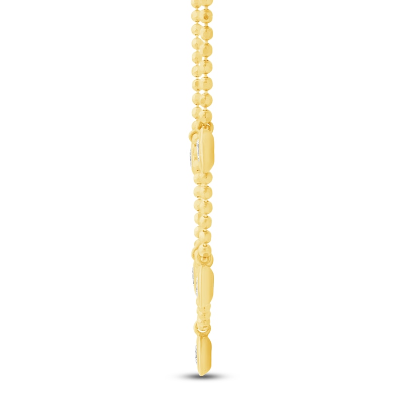 Main Image 2 of Bezel-Set Diamond Dangle Station Necklace 1/2 ct tw 14K Yellow Gold 18"