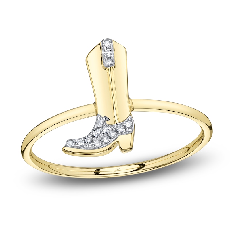 Main Image 1 of Shy Creation Diamond Accent Cowboy Boot Ring 14K Yellow Gold JR55001177RD