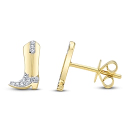Shy Creation Diamond Cowboy Boot Earrings 1/20 ct tw 14K Yellow Gold JR55001174RD