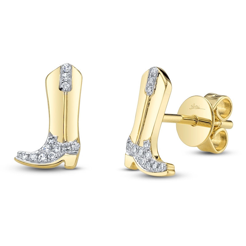 Main Image 2 of Shy Creation Diamond Cowboy Boot Earrings 1/20 ct tw 14K Yellow Gold JR55001174RD