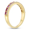 Thumbnail Image 2 of Baguette-Cut Natural Ruby & Diamond Two-Row Ring 1/6 ct tw 10K Yellow Gold