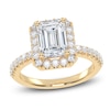 Thumbnail Image 1 of Emerald-Cut Lab-Grown Diamond Halo Engagement Ring 2 ct tw 14K Yellow Gold