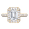 Thumbnail Image 3 of Emerald-Cut Lab-Grown Diamond Halo Engagement Ring 2 ct tw 14K Yellow Gold