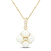 Thumbnail Image 1 of Cultured Pearl & Diamond Cluster Necklace 1/20 ct tw 14K Yellow Gold 18"