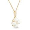 Thumbnail Image 2 of Cultured Pearl & Diamond Cluster Necklace 1/20 ct tw 14K Yellow Gold 18"