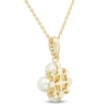 Thumbnail Image 3 of Cultured Pearl & Diamond Cluster Necklace 1/20 ct tw 14K Yellow Gold 18"
