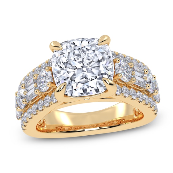 Cushion-Cut Lab-Grown Diamond Engagement Ring 5-1/2 ct tw 14K Yellow Gold