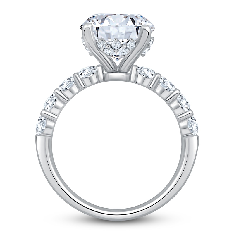Main Image 2 of Round-Cut Lab-Grown Diamond Hidden Halo Engagement Ring 5 ct tw 14K White Gold