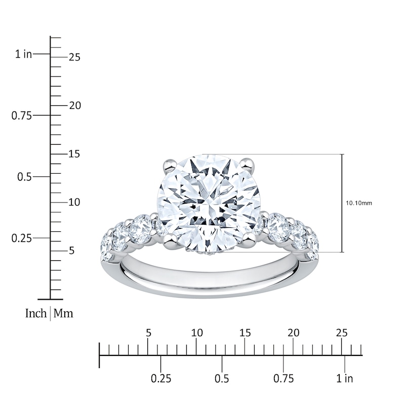 Main Image 4 of Round-Cut Lab-Grown Diamond Hidden Halo Engagement Ring 5 ct tw 14K White Gold