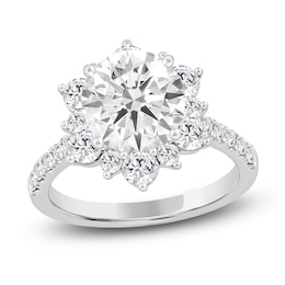 Round-Cut Lab-Grown Diamond Halo Engagement Ring 3 ct tw 14K White Gold