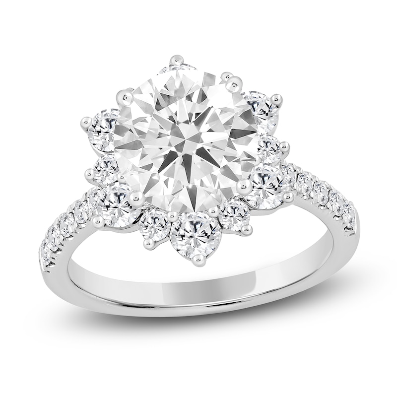 Main Image 1 of Round-Cut Lab-Grown Diamond Halo Engagement Ring 3 ct tw 14K White Gold