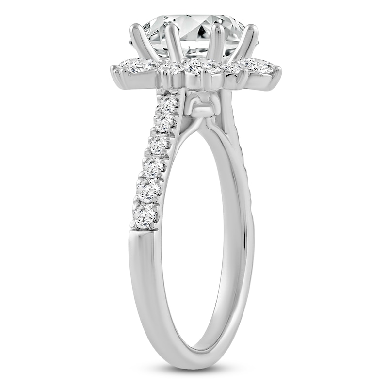 Main Image 2 of Round-Cut Lab-Grown Diamond Halo Engagement Ring 3 ct tw 14K White Gold