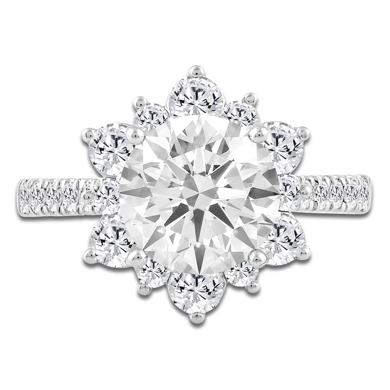 Main Image 3 of Round-Cut Lab-Grown Diamond Halo Engagement Ring 3 ct tw 14K White Gold