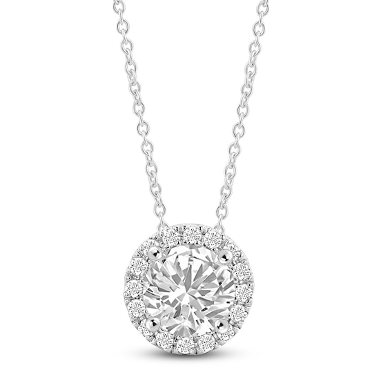 Jared Signature Lab-Grown Diamond Halo Necklace 1-1/2 ct tw 14K White Gold 18"