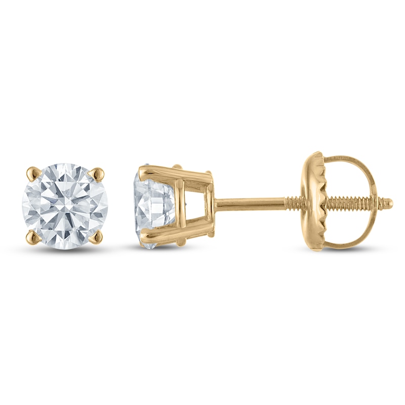 Main Image 1 of Jared Signature Certified Round-Cut Lab-Grown Diamond Solitaire Stud Earrings 3/4 ct tw 14K Yellow Gold (VS2/F)